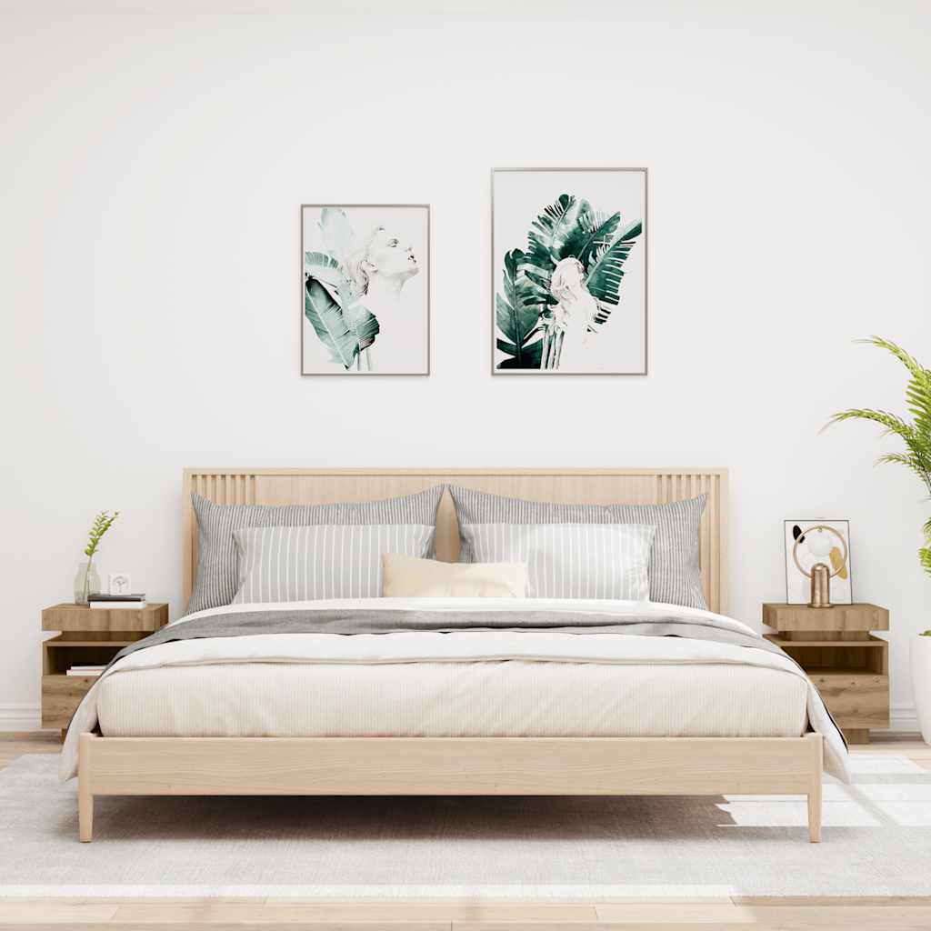 Noční Stolky S Led Osvětlením 2 Ks Dub Artisan 40X39X48,5 Cm