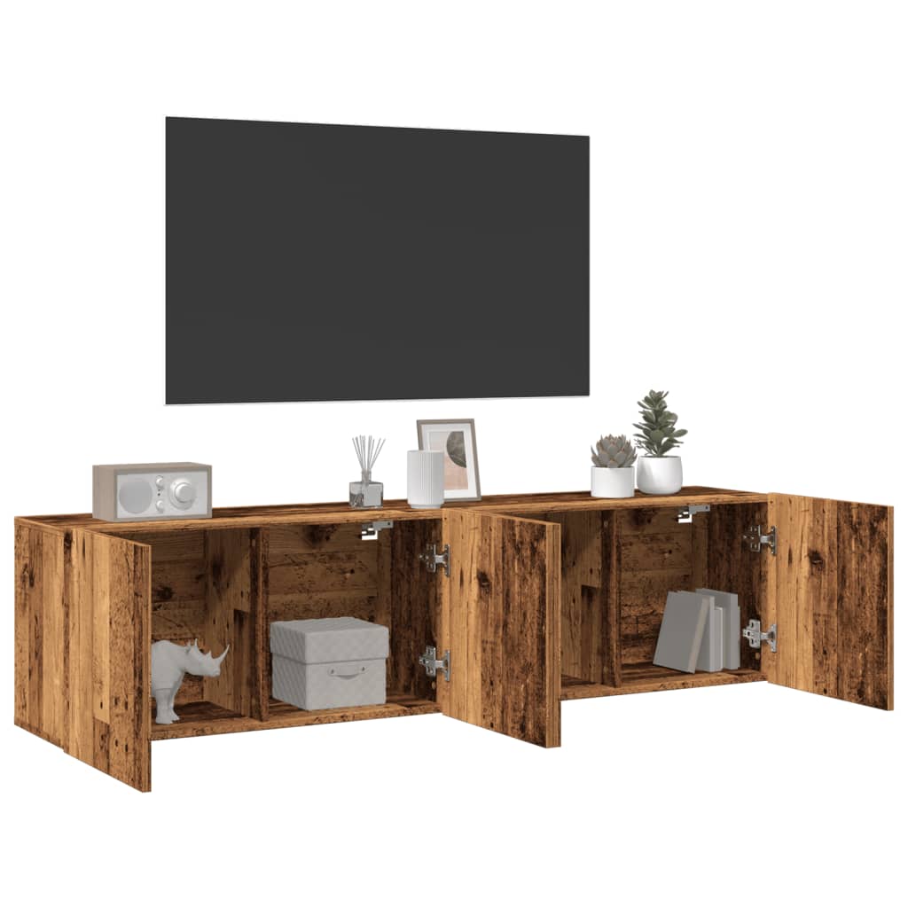 Tv Skříňky Nástěnné 2 Ks Old Wood 80 X 30 X 41 Cm