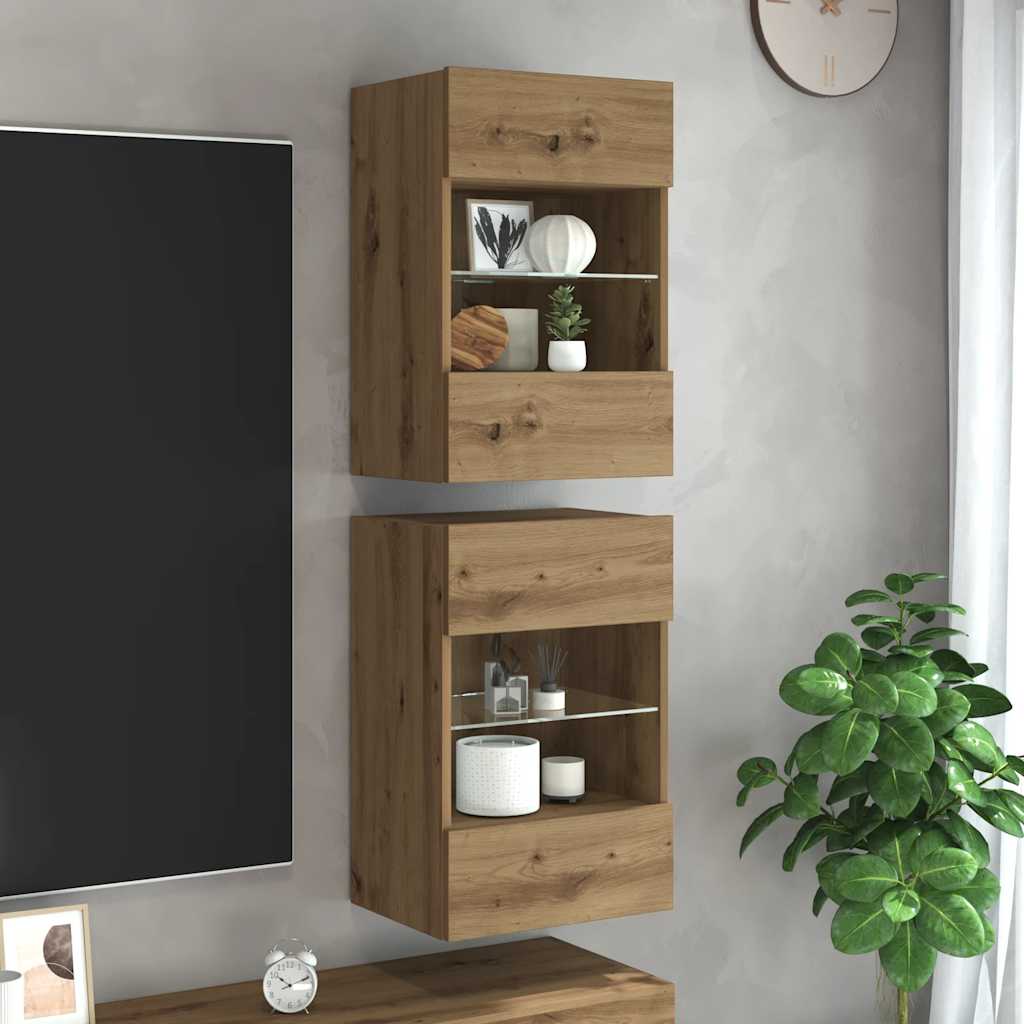 Nástěnná Tv Skříňka S Led Osvětlením 40 X 30 X 60,5 Cm