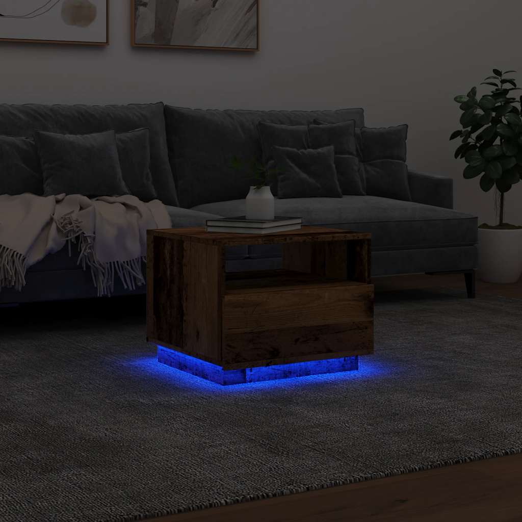 Konferenční Stolek S Led Osvětlením Old Wood 50 X 49 X 40 Cm