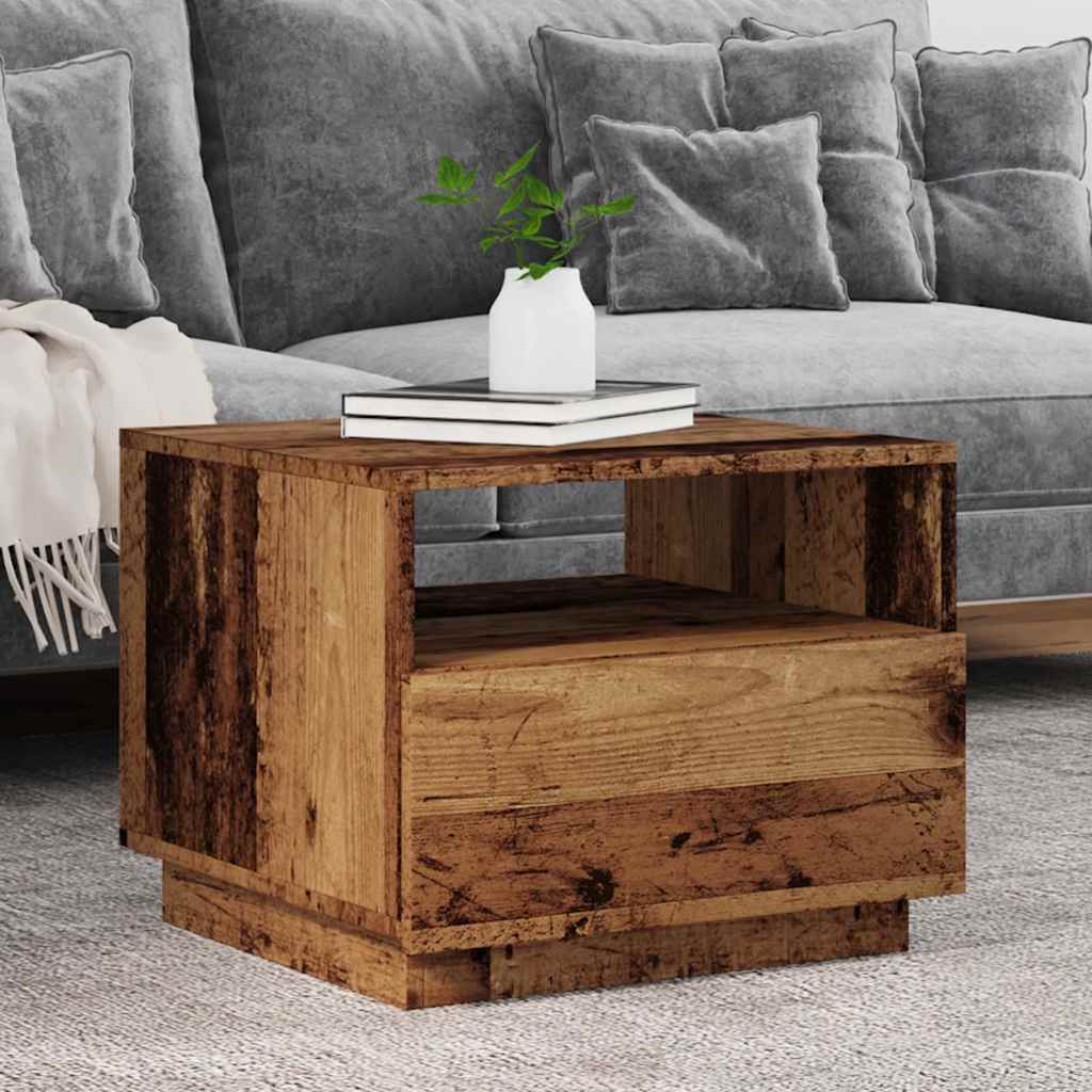 Konferenční Stolek S Led Osvětlením Old Wood 50 X 49 X 40 Cm