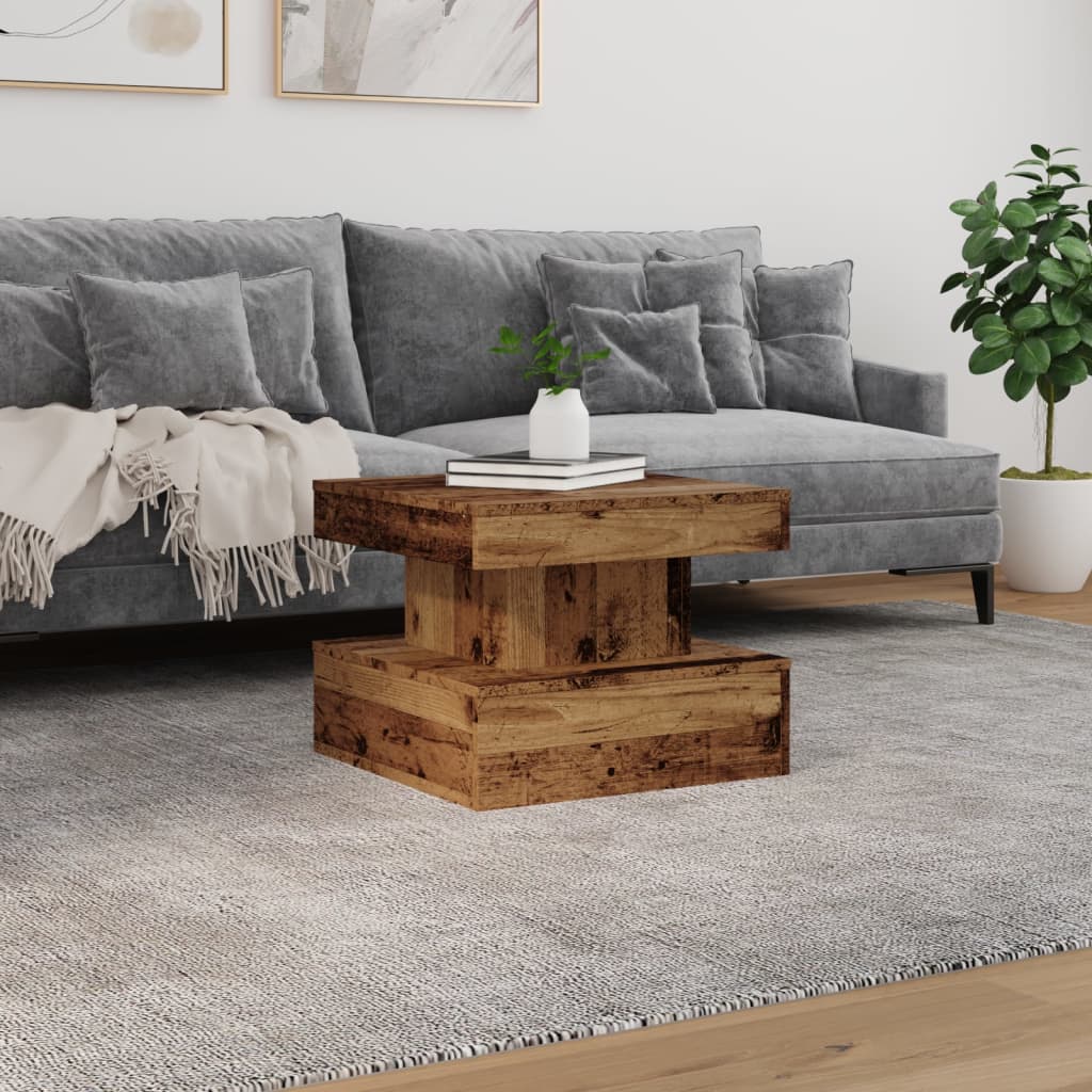 Konferenční Stolek S Led Osvětlením Old Wood 50 X 50 X 40 Cm