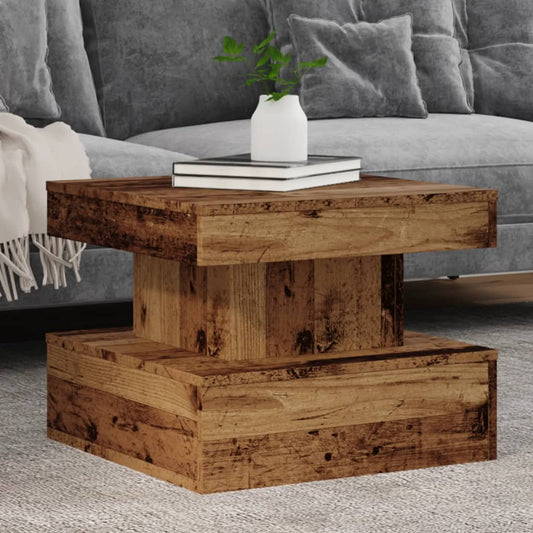 Konferenční Stolek S Led Osvětlením Old Wood 50 X 50 X 40 Cm