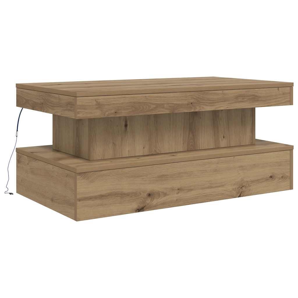 Konferenční Stolek S Led Osvětlením Dub Artisan 50 X 50 X 40 Cm