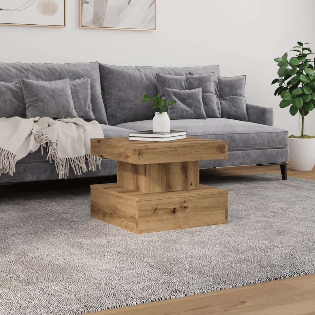 Konferenční Stolek S Led Osvětlením Dub Artisan 50 X 50 X 40 Cm