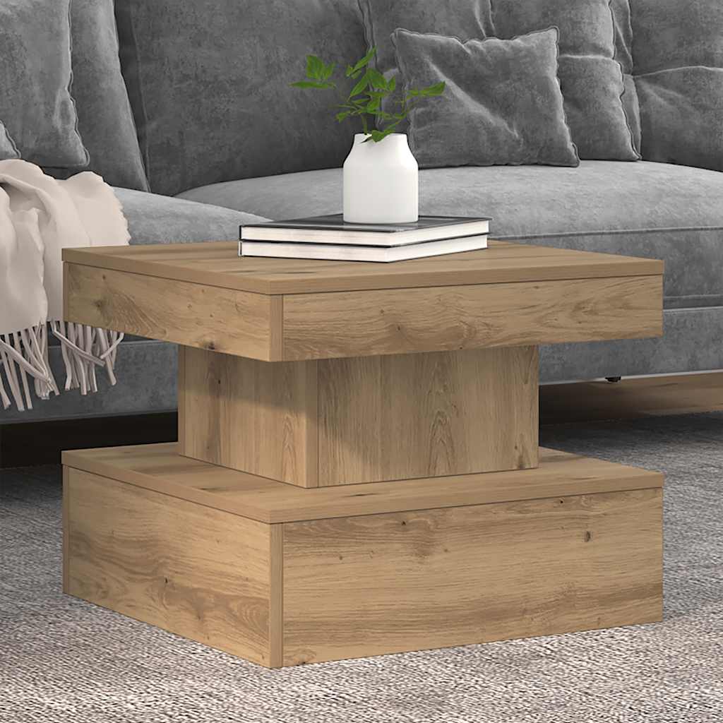 Konferenční Stolek S Led Osvětlením Dub Artisan 50 X 50 X 40 Cm