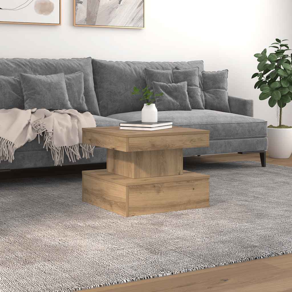 Konferenční Stolek S Led Osvětlením Dub Artisan 50 X 50 X 40 Cm