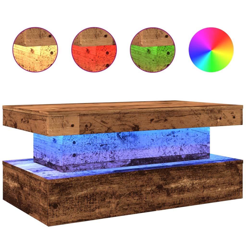 Konferenční Stolek S Led Osvětlením Old Wood 90 X 50 X 40 Cm