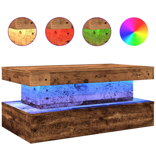 Konferenční Stolek S Led Osvětlením Old Wood 90 X 50 X 40 Cm