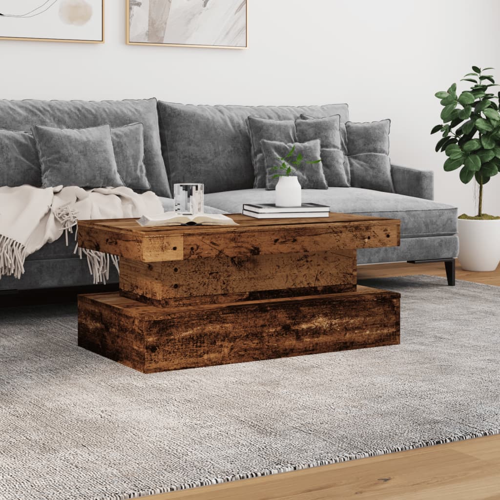 Konferenční Stolek S Led Osvětlením Old Wood 90 X 50 X 40 Cm