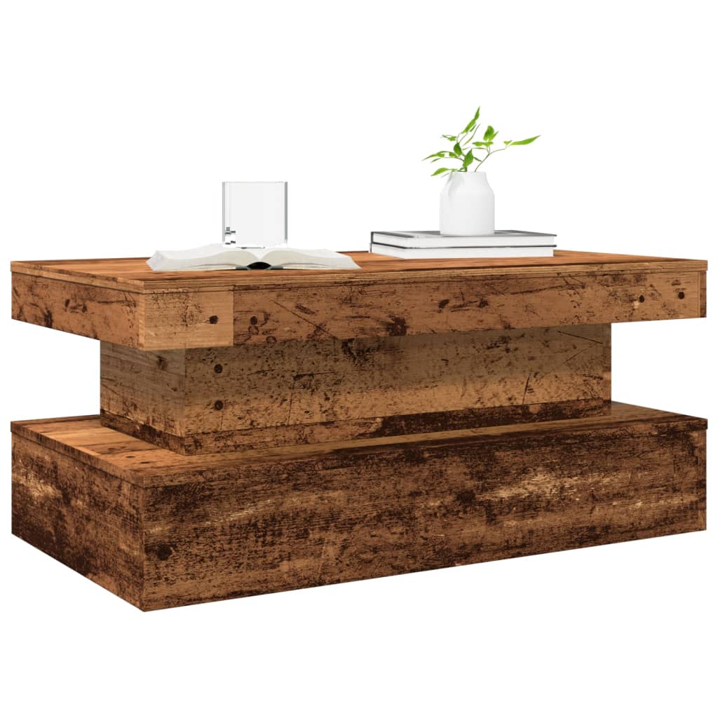 Konferenční Stolek S Led Osvětlením Old Wood 90 X 50 X 40 Cm