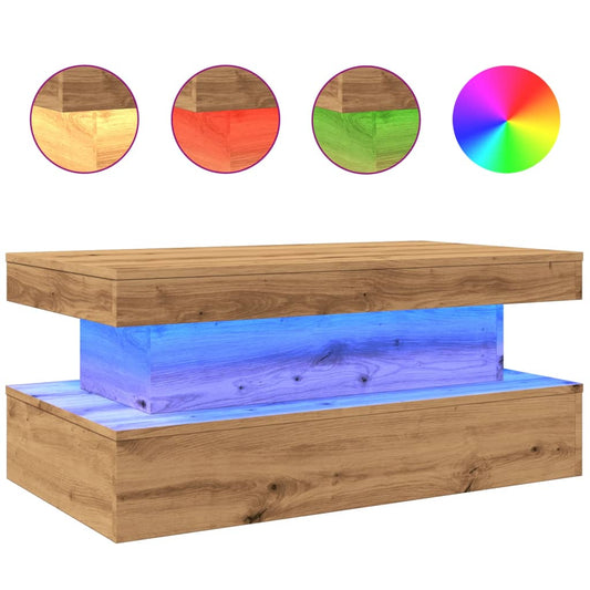 Konferenční Stolek S Led Osvětlením Dub Artisan 90 X 50 X 40 Cm