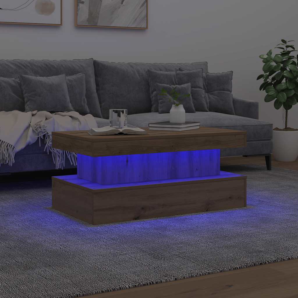 Konferenční Stolek S Led Osvětlením Dub Artisan 90 X 50 X 40 Cm