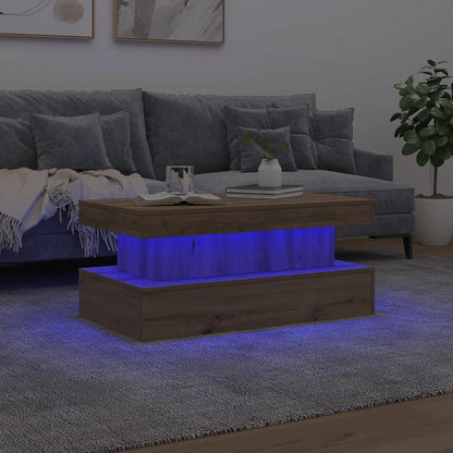 Konferenční Stolek S Led Osvětlením Dub Artisan 90 X 50 X 40 Cm