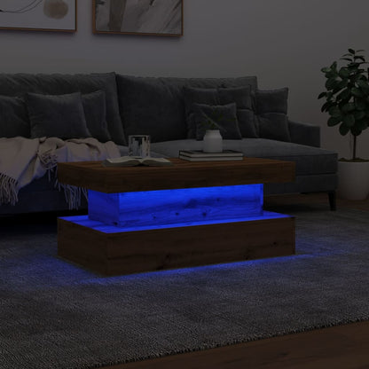 Konferenční Stolek S Led Osvětlením Dub Artisan 90 X 50 X 40 Cm