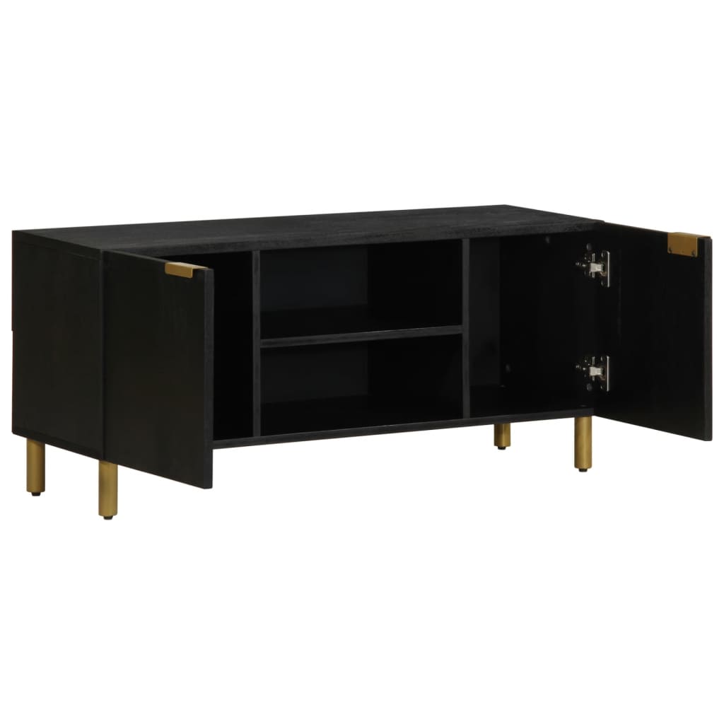 Tv Skříňka Černá 105 X 33 X 46 Cm Kompozitní Dřevo Hnědý Dub