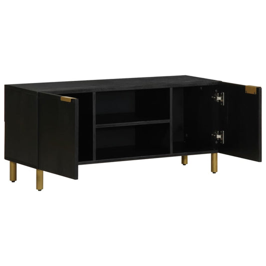 Tv Skříňka Černá 105 X 33 X 46 Cm Kompozitní Dřevo Hnědý Dub