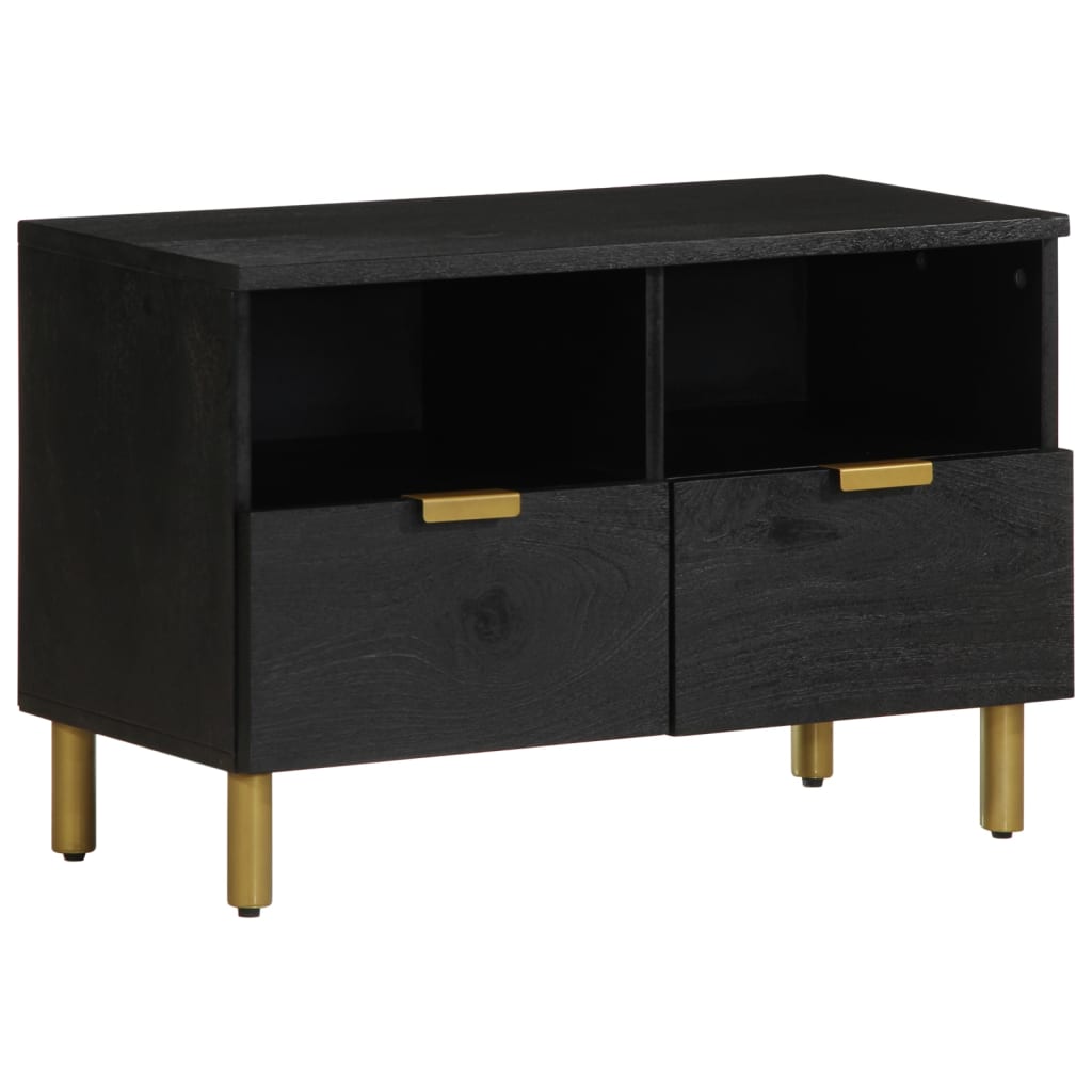 Tv Skříňka Černá 70 X 33 X 46 Cm Kompozitní Dřevo Hnědý Dub