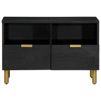 Tv Skříňka Černá 70 X 33 X 46 Cm Kompozitní Dřevo Hnědý Dub