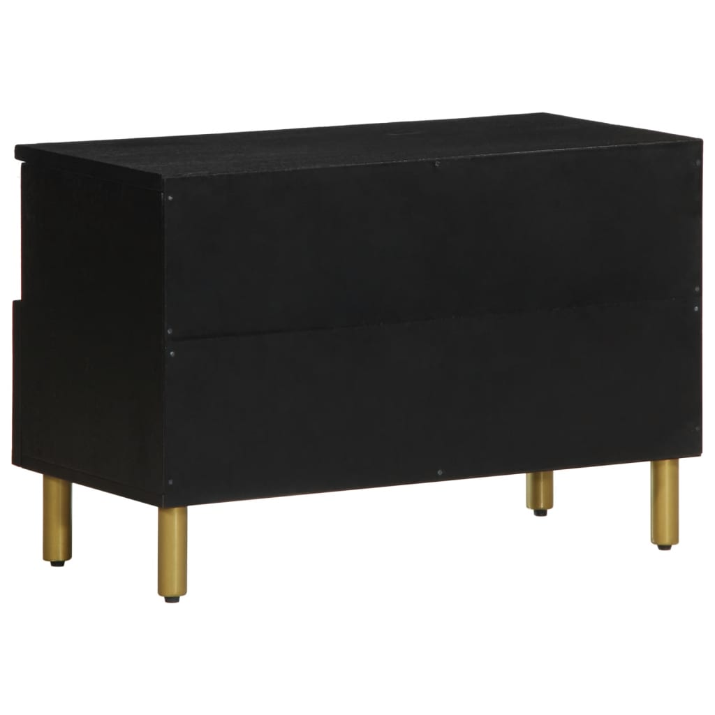 Tv Skříňka Černá 70 X 33 X 46 Cm Kompozitní Dřevo Hnědý Dub