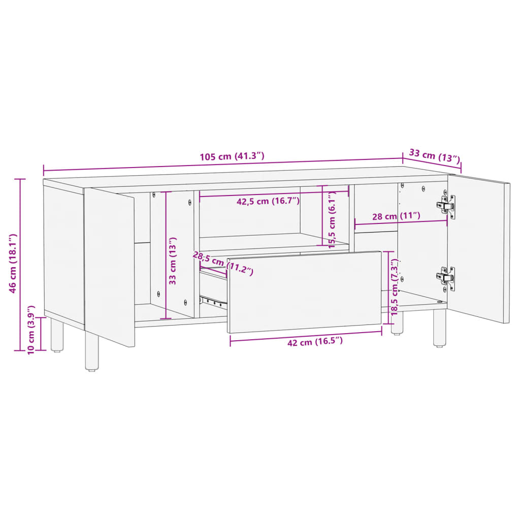 Tv Skříňka Černá 105 X 33 X 46 Cm Kompozitní Dřevo