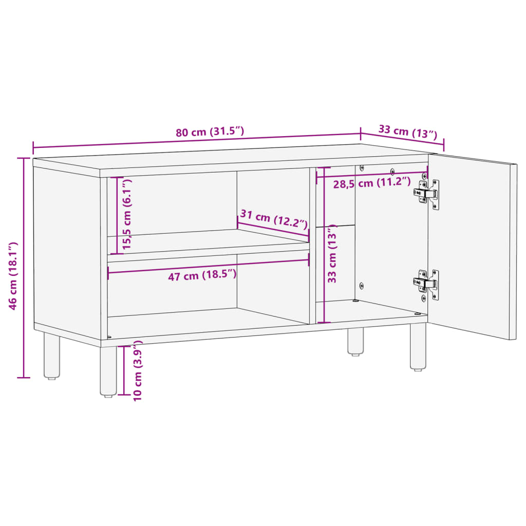 Tv Skříňka Černá 80 X 33 X 46 Cm Kompozitní Dřevo