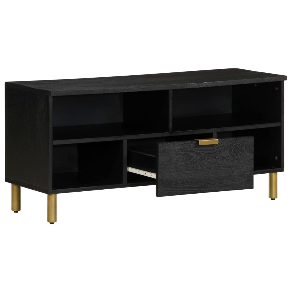 Tv Skříňka Černá 100 X 33 X 46 Cm Kompozitní Dřevo Hnědý Dub