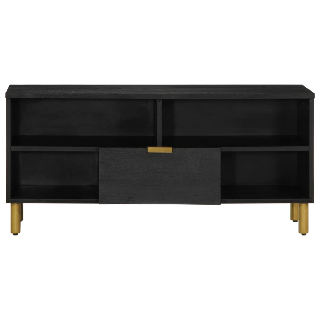 Tv Skříňka Černá 100 X 33 X 46 Cm Kompozitní Dřevo Hnědý Dub