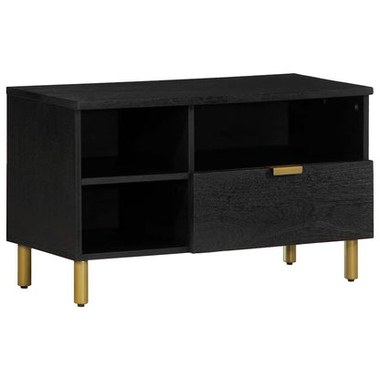 Tv Skříňka Černá 80 X 33 X 46 Cm Kompozitní Dřevo Hnědý Dub