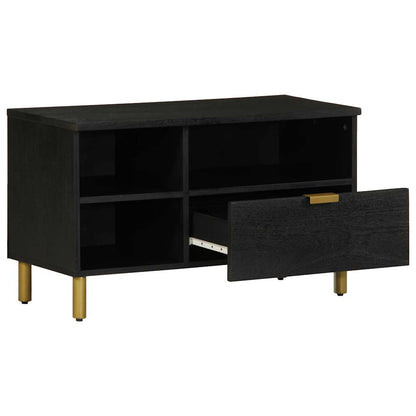 Tv Skříňka Černá 80 X 33 X 46 Cm Kompozitní Dřevo Hnědý Dub