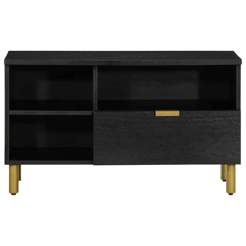 Tv Skříňka Černá 80 X 33 X 46 Cm Kompozitní Dřevo Hnědý Dub