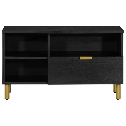 Tv Skříňka Černá 80 X 33 X 46 Cm Kompozitní Dřevo Hnědý Dub
