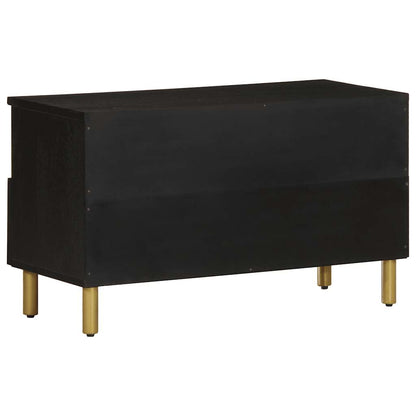 Tv Skříňka Černá 80 X 33 X 46 Cm Kompozitní Dřevo Hnědý Dub