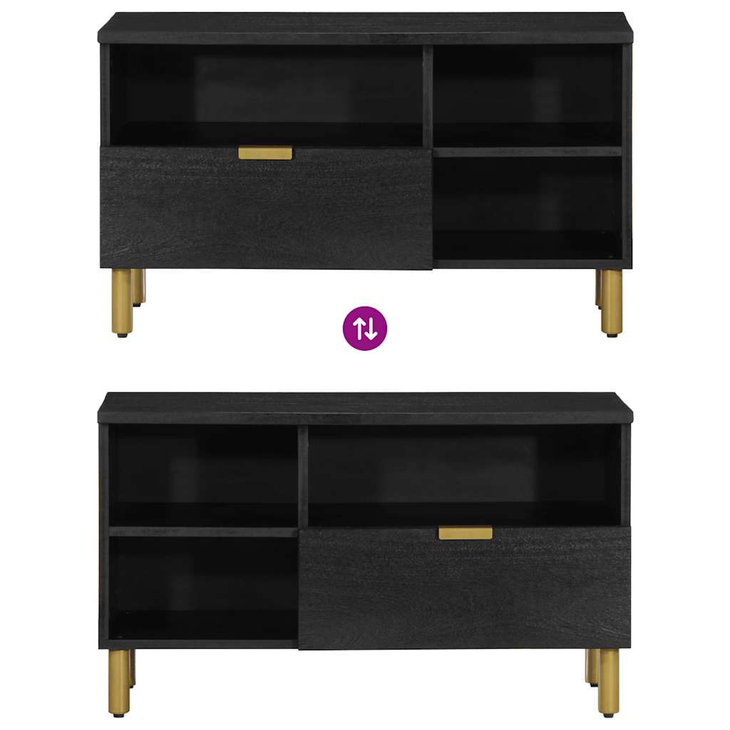 Tv Skříňka Černá 80 X 33 X 46 Cm Kompozitní Dřevo Hnědý Dub