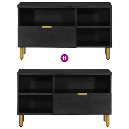 Tv Skříňka Černá 80 X 33 X 46 Cm Kompozitní Dřevo Hnědý Dub