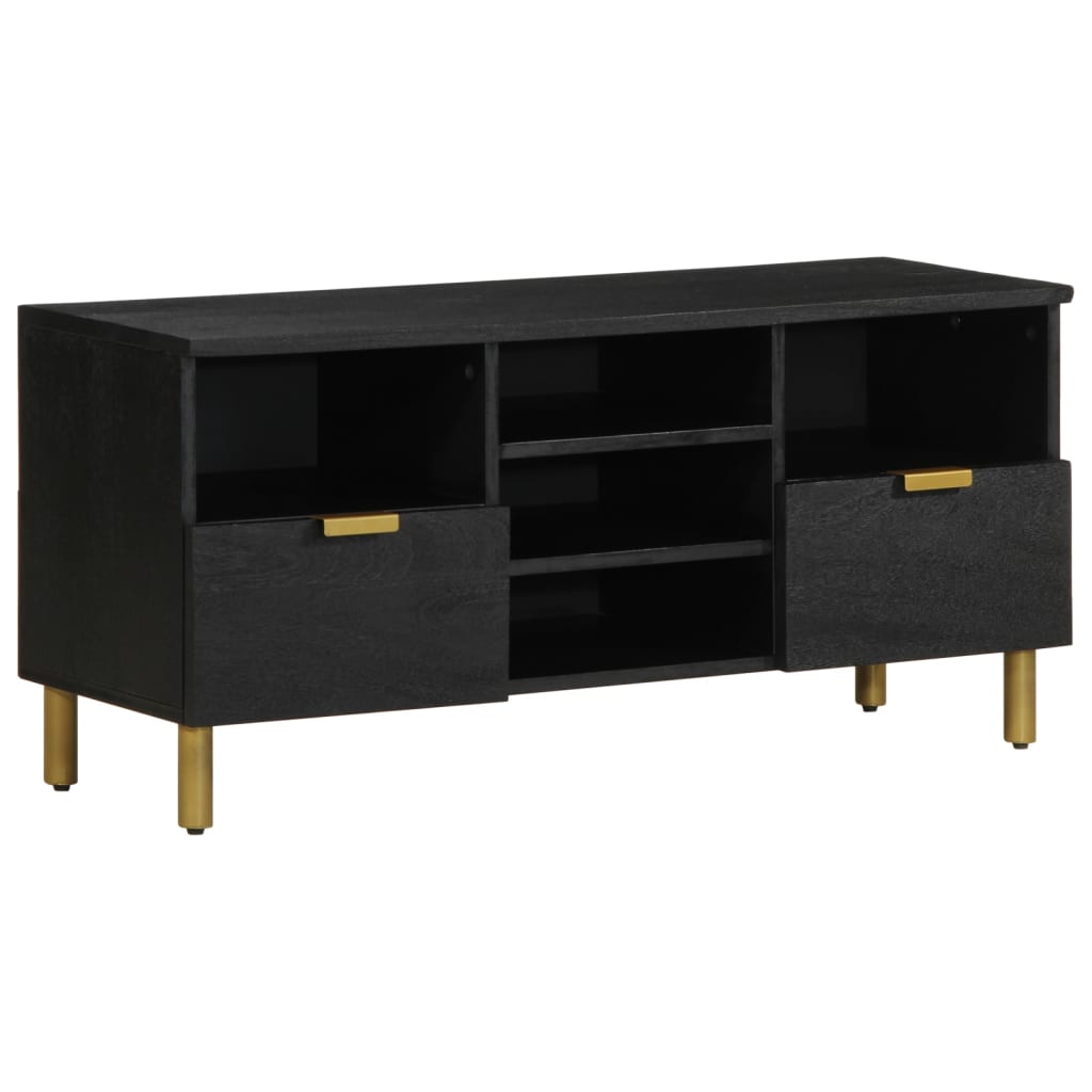 Tv Skříňka Černá 100 X 33 X 46 Cm Kompozitní Dřevo Hnědý Dub
