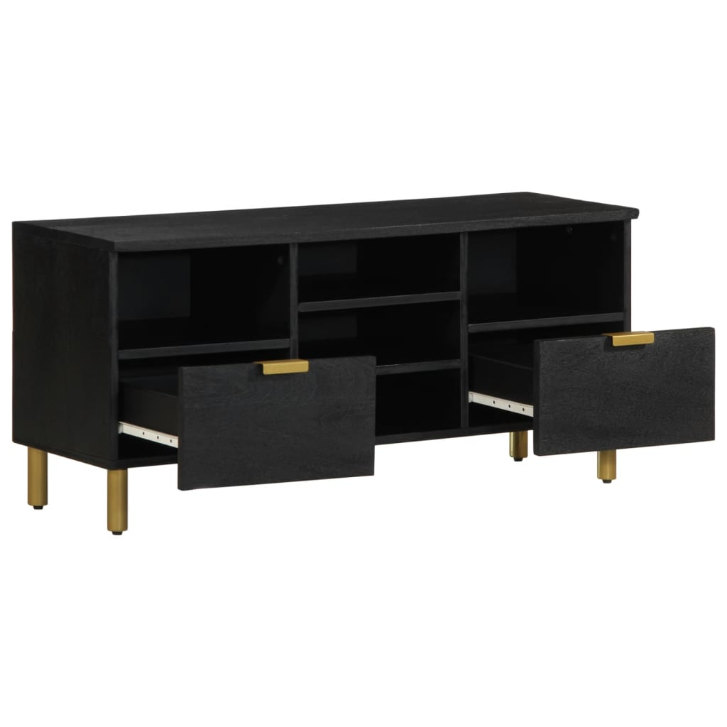 Tv Skříňka Černá 100 X 33 X 46 Cm Kompozitní Dřevo Hnědý Dub