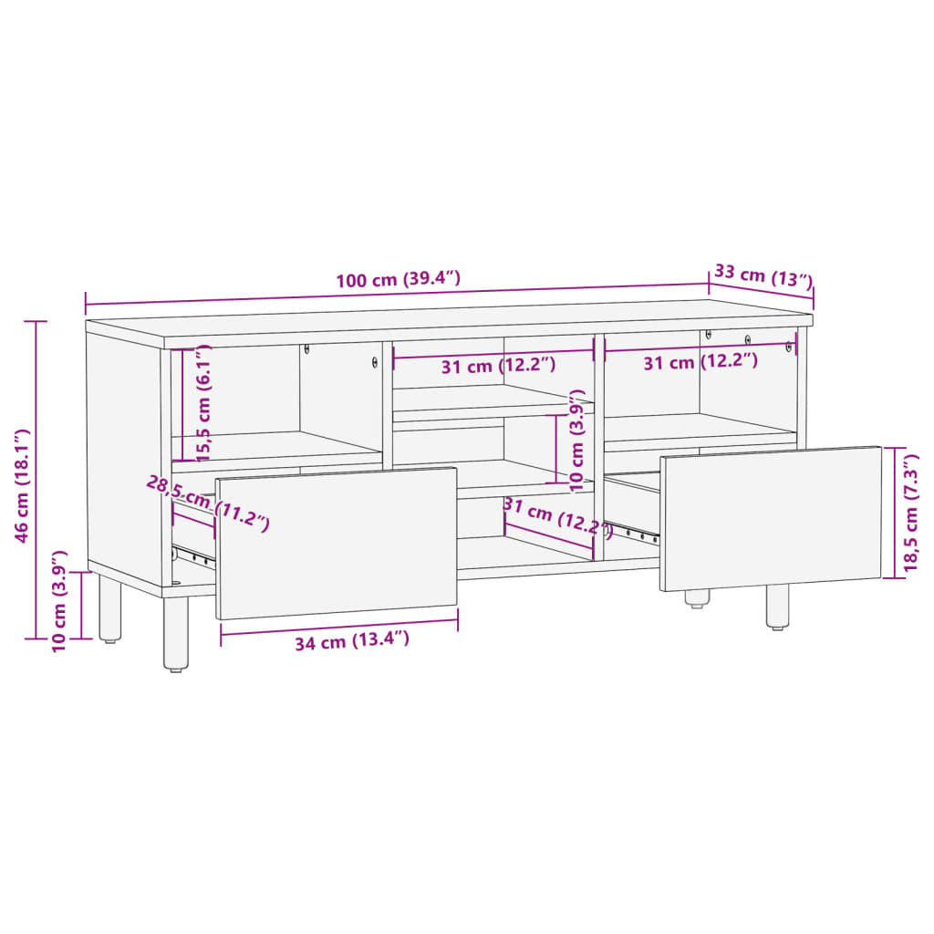 Tv Skříňka Černá 100 X 33 X 46 Cm Kompozitní Dřevo Hnědý Dub