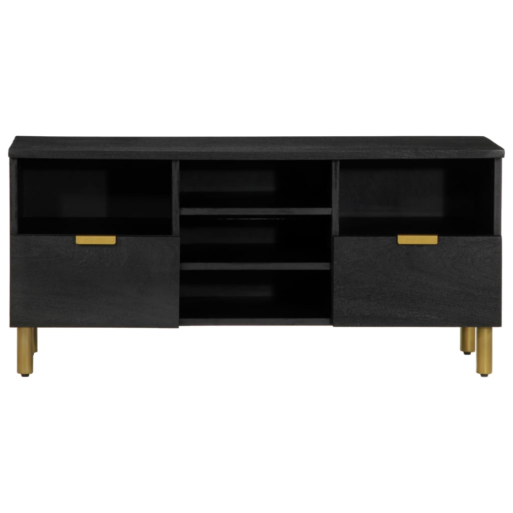 Tv Skříňka Černá 100 X 33 X 46 Cm Kompozitní Dřevo Hnědý Dub
