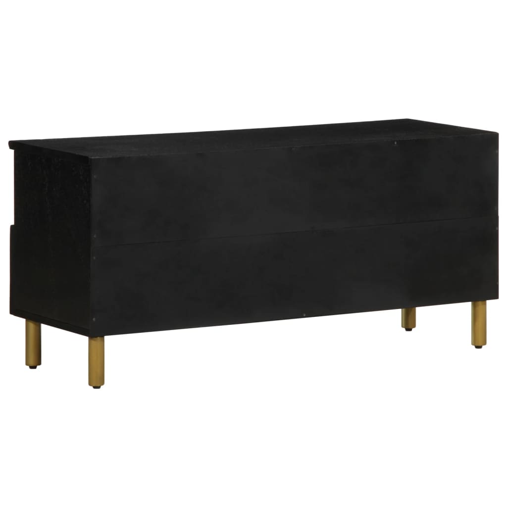 Tv Skříňka Černá 100 X 33 X 46 Cm Kompozitní Dřevo Hnědý Dub
