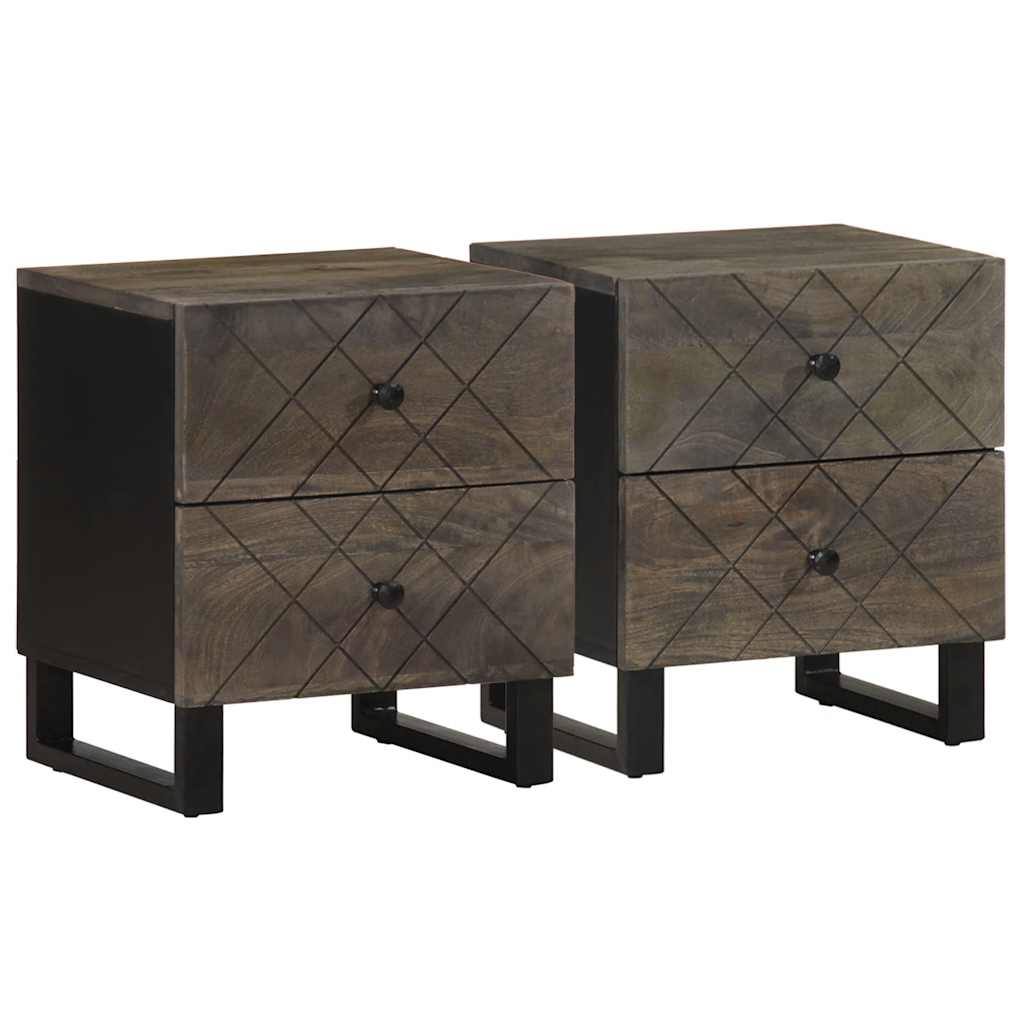 Noční Stolky 2 Ks Černé 40X33X46 Cm Masivní Mangovníkové Dřevo