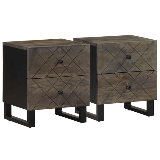 Noční Stolky 2 Ks Černé 40X33X46 Cm Masivní Mangovníkové Dřevo