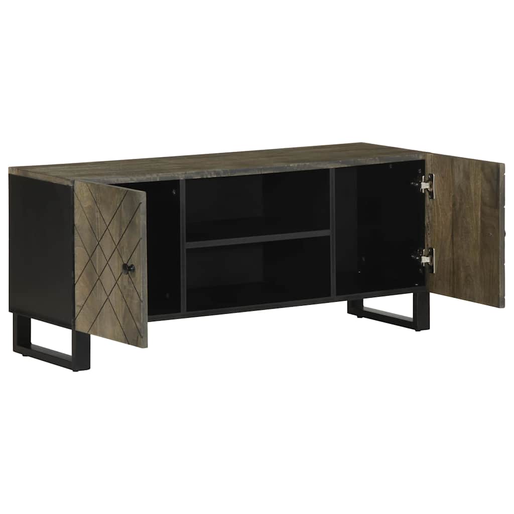 Tv Skříňka Černá 105X33X46 Cm Masivní Mangovníkové Dřevo