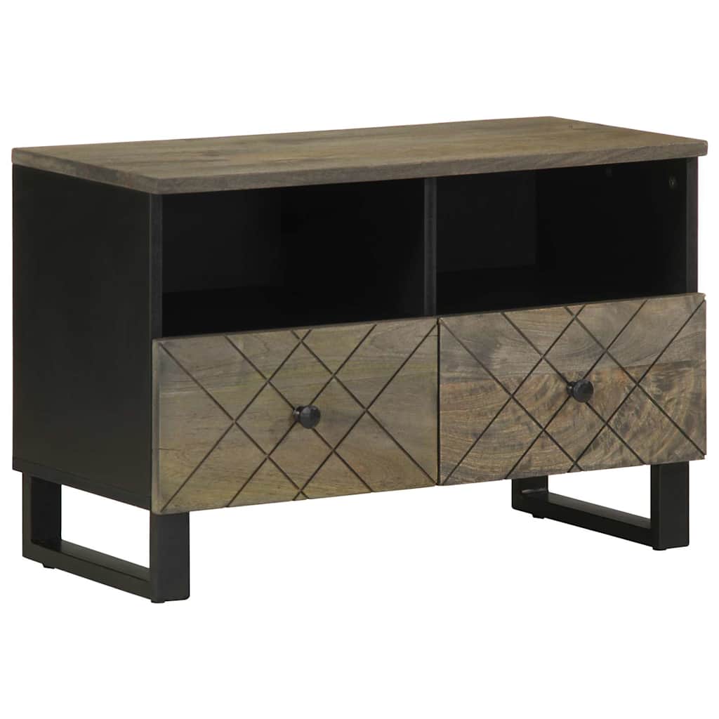 Tv Skříňka Černá 70 X 33 X 46 Cm Masivní Mangovníkové Dřevo