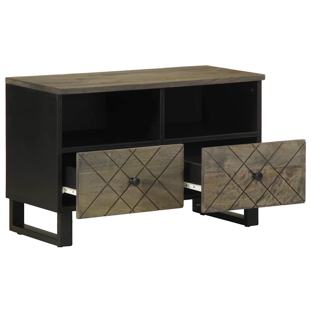 Tv Skříňka Černá 70 X 33 X 46 Cm Masivní Mangovníkové Dřevo
