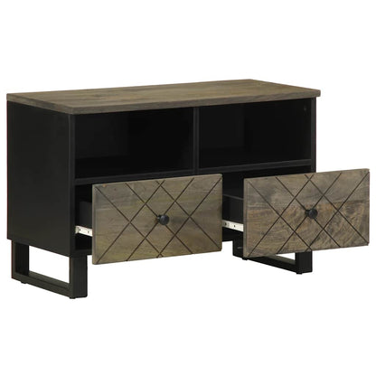 Tv Skříňka Černá 70 X 33 X 46 Cm Masivní Mangovníkové Dřevo