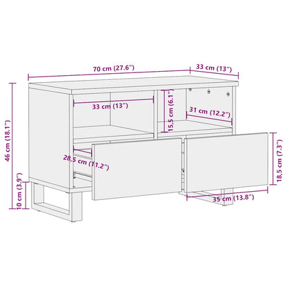 Tv Skříňka Černá 70 X 33 X 46 Cm Masivní Mangovníkové Dřevo