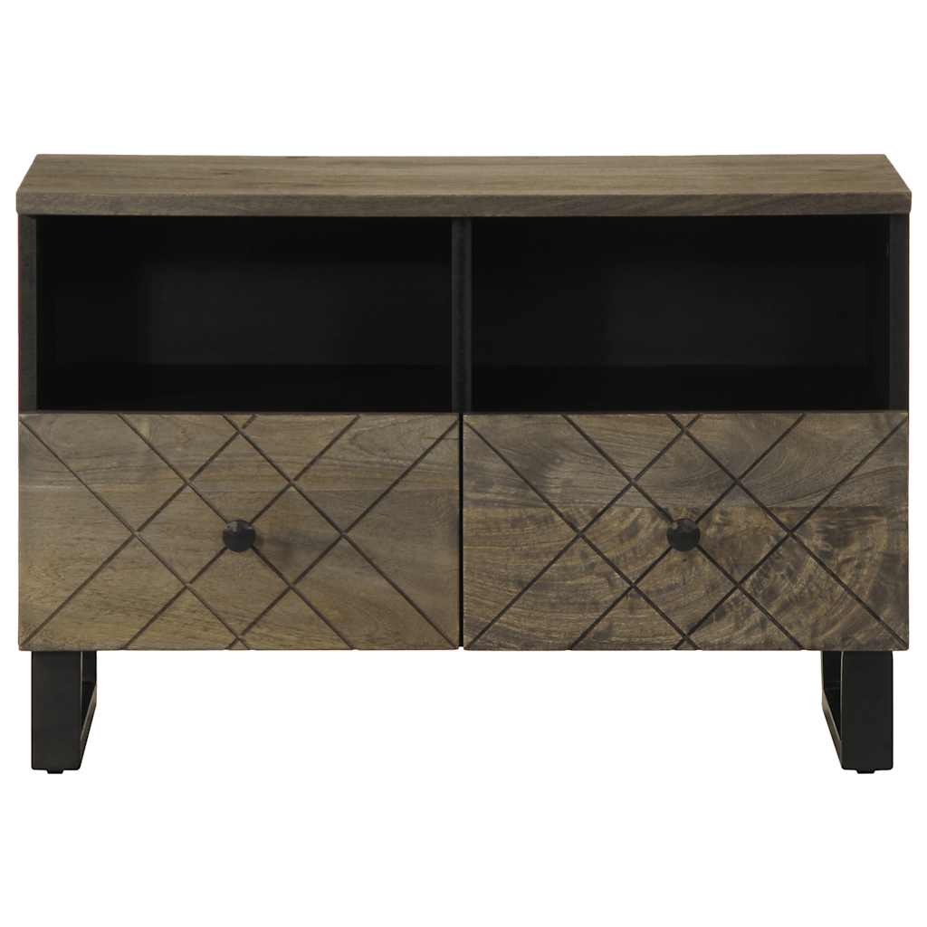 Tv Skříňka Černá 70 X 33 X 46 Cm Masivní Mangovníkové Dřevo