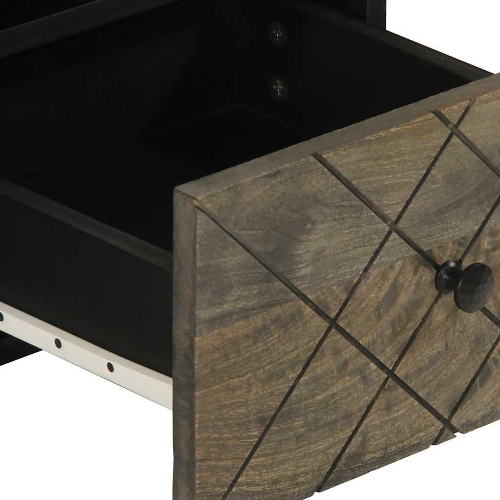 Tv Skříňka Černá 70 X 33 X 46 Cm Masivní Mangovníkové Dřevo