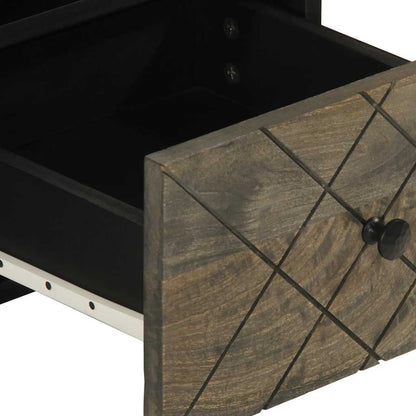 Tv Skříňka Černá 70 X 33 X 46 Cm Masivní Mangovníkové Dřevo